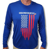 Men's SPF 50 Long Sleeve Tee with Distressed Flag (Dark Blue)