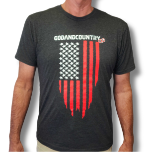 Short Sleeve God & Country Tri Blend T Shirts (Gray)