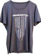 Ladies Short Sleeve Sport Tek United As Intended Patriotic Distressed American Flag Shirt [Gray]
