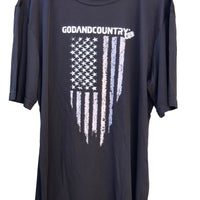 Mens Short Sleeve Sport Tek United As Intended Patriotic Distressed American Flag Shirt [Black]
