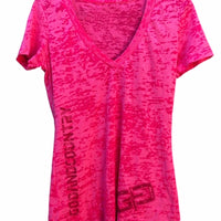 Ladies V Neck Burnout Patriotic T-Shirt - Classic [Shocking Pink]
